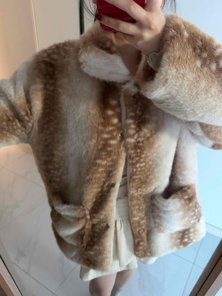 Bambi Leopard Oversized Fur Jacket