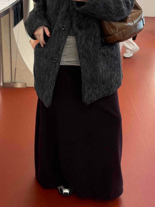 Minimal Sweat Fleece Maxi Skirt