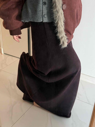 Minimal Sweat Fleece Maxi Skirt