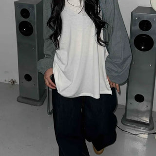 Adele Loose Fit Layered Round Neck Long Sleeve Tee