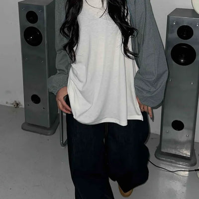 Adele Loose Fit Layered Round Neck Long Sleeve Tee