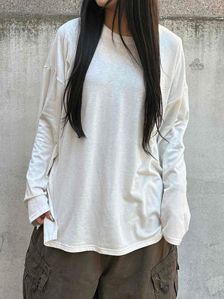 Adele Loose Fit Layered Round Neck Long Sleeve Tee