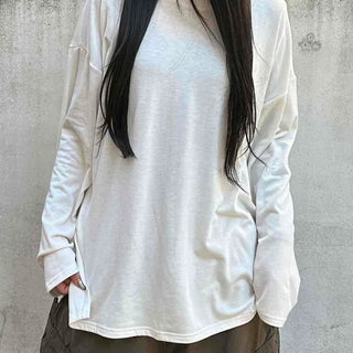 Adele Loose Fit Layered Round Neck Long Sleeve Tee