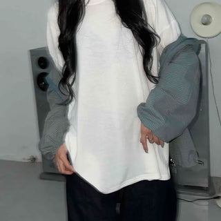 Adele Loose Fit Layered Round Neck Long Sleeve Tee