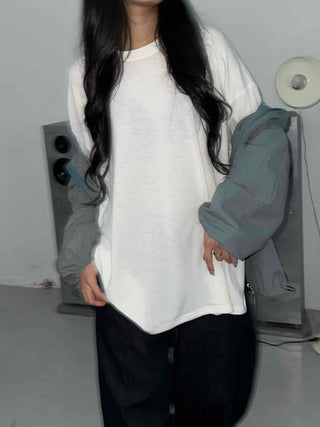 Adele Loose Fit Layered Round Neck Long Sleeve Tee