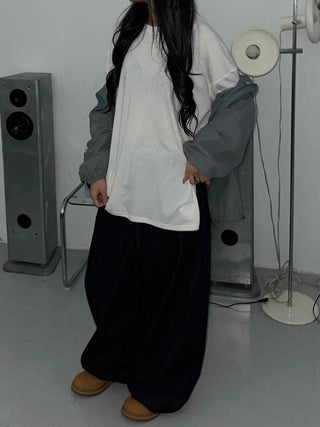 Adele Loose Fit Layered Round Neck Long Sleeve Tee