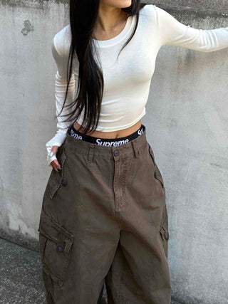 Soft Color Slim Fit Cropped Long Sleeve T-shirt