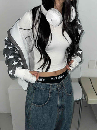 Soft Color Slim Fit Cropped Long Sleeve T-shirt