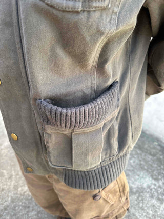 Gold Button Reversible Knit Color Block MA-1 Bomber Jumper