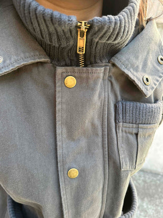 Gold Button Reversible Knit Color Block MA-1 Bomber Jumper