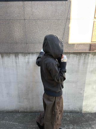 Gold Button Reversible Knit Color Block MA-1 Bomber Jumper