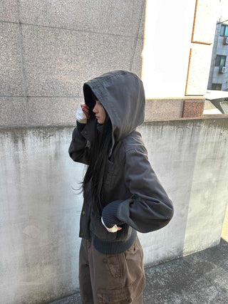 Gold Button Reversible Knit Color Block MA-1 Bomber Jumper