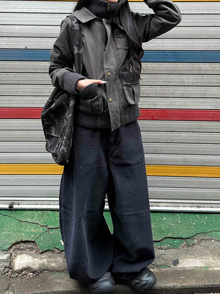 Gold Button Reversible Knit Color Block MA-1 Bomber Jumper