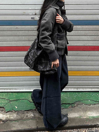 Gold Button Reversible Knit Color Block MA-1 Bomber Jumper