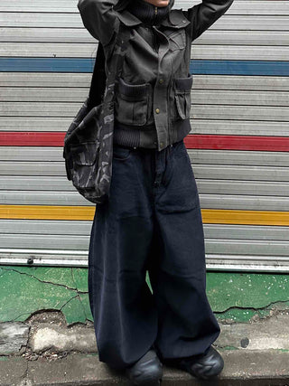 Gold Button Reversible Knit Color Block MA-1 Bomber Jumper