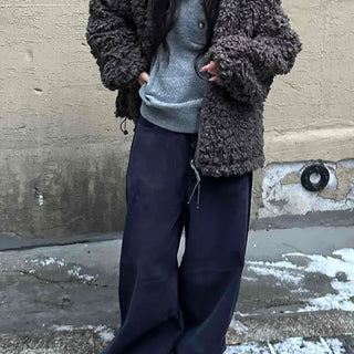Double Snap Wool Short Crop Zip-Up