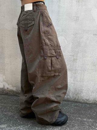 Street Oversized Multi-Flap Drop Crotch Cargo Pants