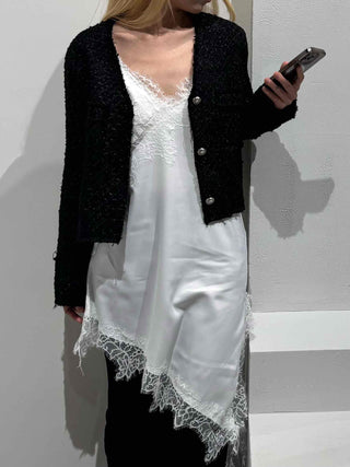 Vintage Boucle Gold Button V-Neck Short Jacket