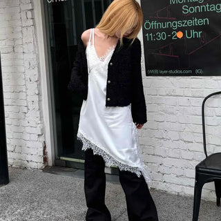 Vintage Boucle Gold Button V-Neck Short Jacket