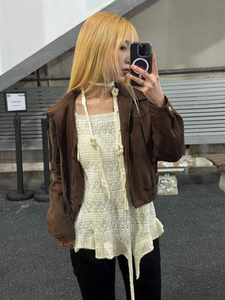 Romantic Eyelet Strap Shirred Frill Sleeveless