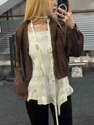 Romantic Eyelet Strap Shirred Frill Sleeveless