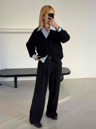Andy Puff Shoulder Cropped Color Block Cardigan