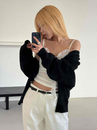 Chiffon Mesh Strap Banding Shirred Crop Sleeveless
