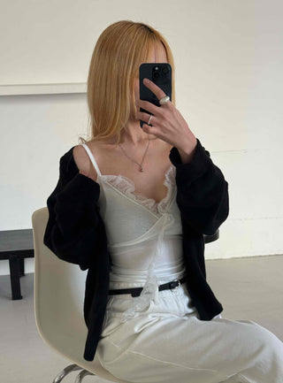 Chiffon Mesh Strap Banding Shirred Crop Sleeveless