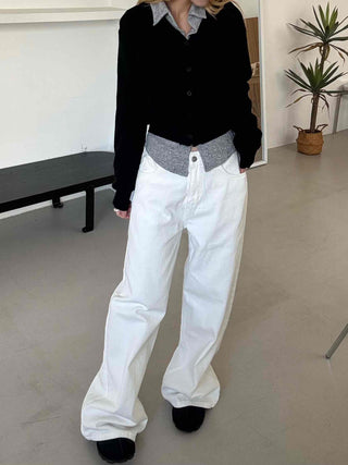 Crop Layered Basic V-Neck Cardigan