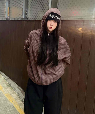 Windy Stand Neck Layered Half-Zip Anorak Windbreaker