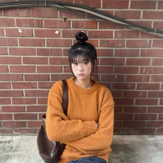 Fluffy Boucle Round Neck Oversized Knit