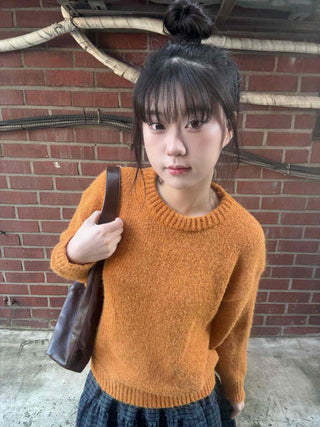 Fluffy Boucle Round Neck Oversized Knit