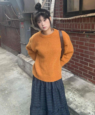 Fluffy Boucle Round Neck Oversized Knit