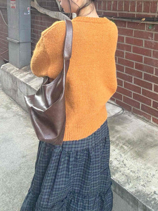 Fluffy Boucle Round Neck Oversized Knit