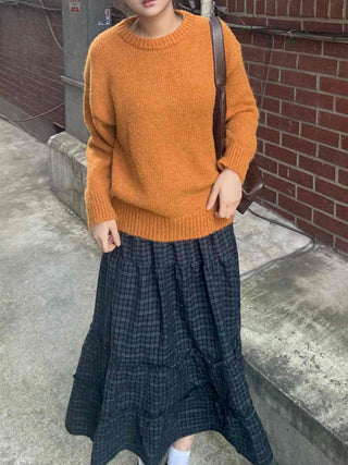 Fluffy Boucle Round Neck Oversized Knit
