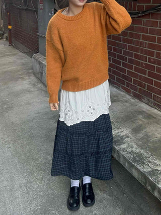 Fluffy Boucle Round Neck Oversized Knit