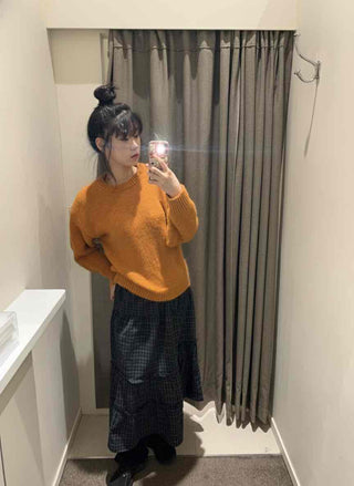 Fluffy Boucle Round Neck Oversized Knit