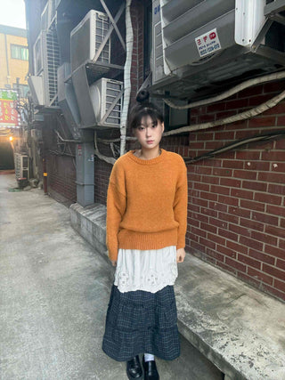 Fluffy Boucle Round Neck Oversized Knit