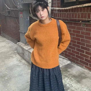 Fluffy Boucle Round Neck Oversized Knit