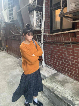 Fluffy Boucle Round Neck Oversized Knit