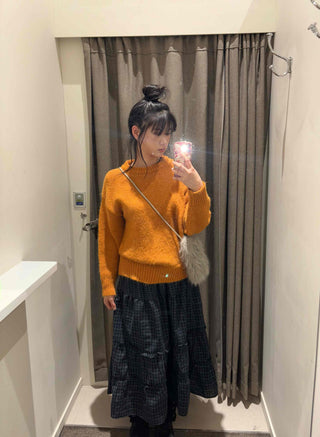Fluffy Boucle Round Neck Oversized Knit