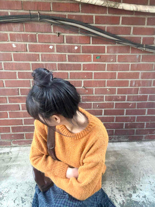 Fluffy Boucle Round Neck Oversized Knit