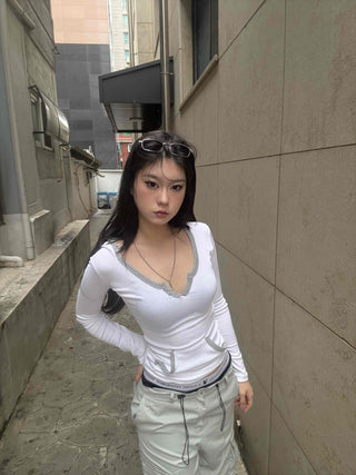 Puff Sleeve Square Neck Short Sleeve Hoodie