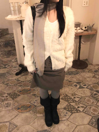 Heathered Pastel Boxy Fit Button Knit Cardigan