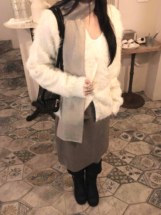 Heathered Pastel Boxy Fit Button Knit Cardigan