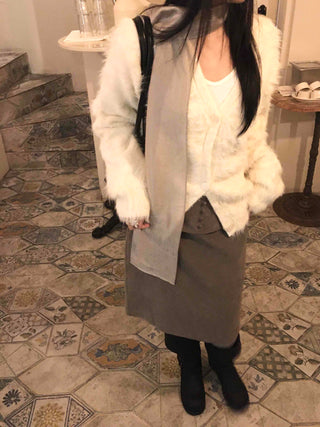 Loose-fit H-line Midi Skirt with Back Banding Pocket