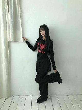 Vintage Retro Lettering Oversized Loose Fit Long Sleeve Tee