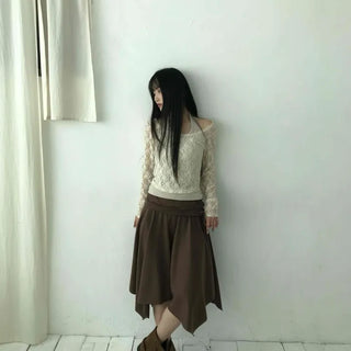 All-Day Loose Fit Semi-Flare Midi Skirt