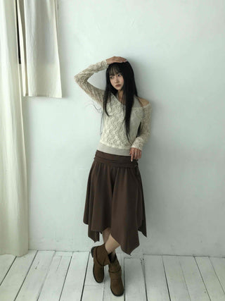All-Day Loose Fit Semi-Flare Midi Skirt