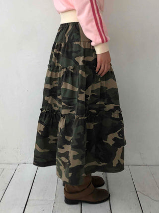 Military Cargo Pocket Balloon Midi Skirt